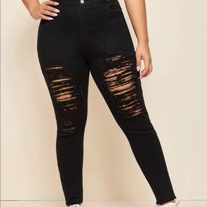 Distressed High Rise Black Jeans